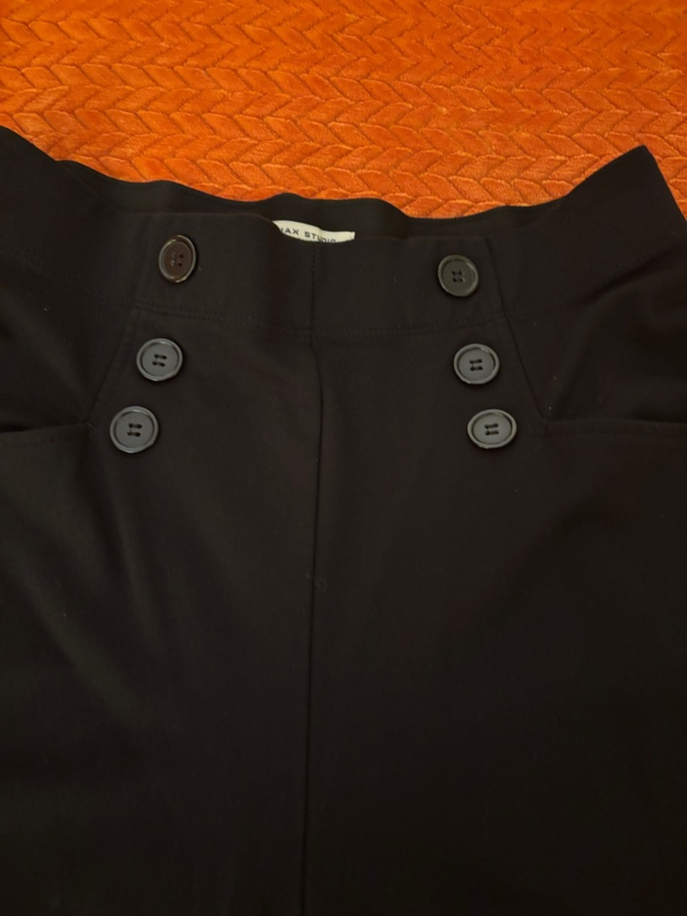 Max Studio Black Wide-Leg Button-Front Pants - Picture 2 of 5